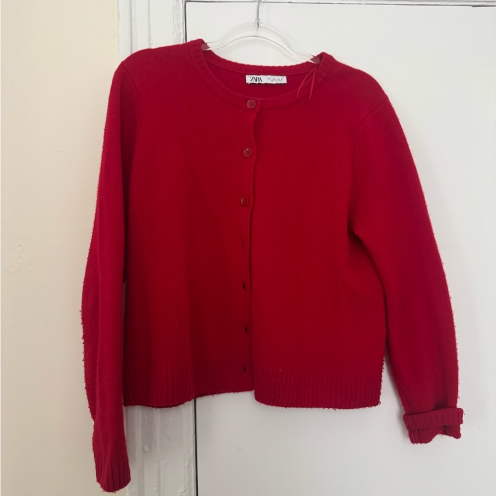 Zara red cardigan